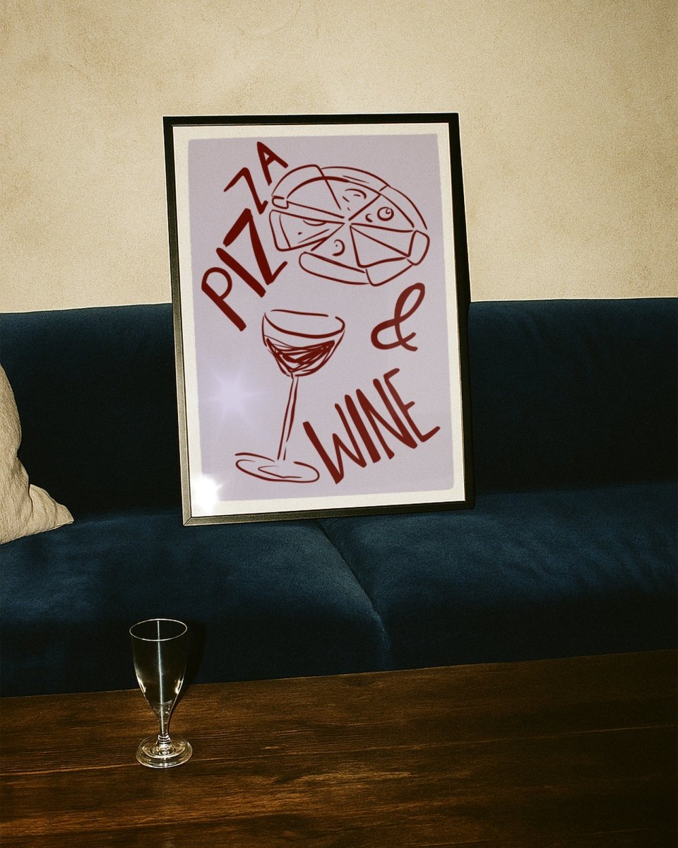 Pizza and wine - Digital Download - Print - Thursday's Child