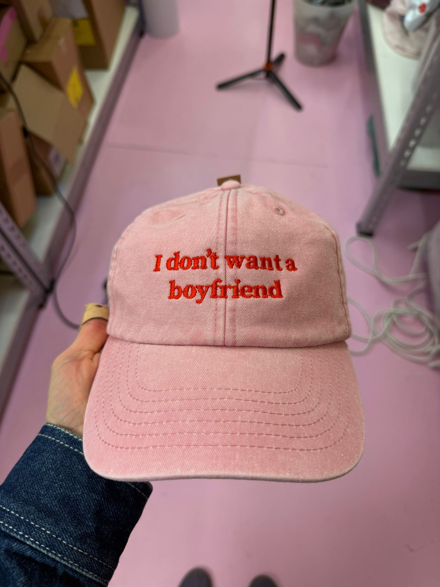I don’t want boyfriend cap - I don’t want a boyfriend - Vintage Sand - Clothing - Thursday's Child